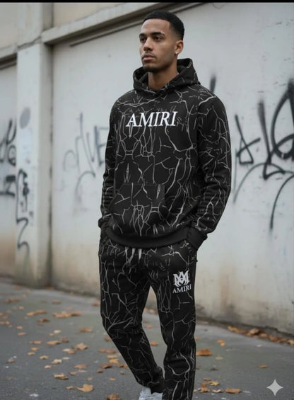 Amiri Men's Fleece Hoodie Track Suit - Graphic Sublimation, 1 Pc