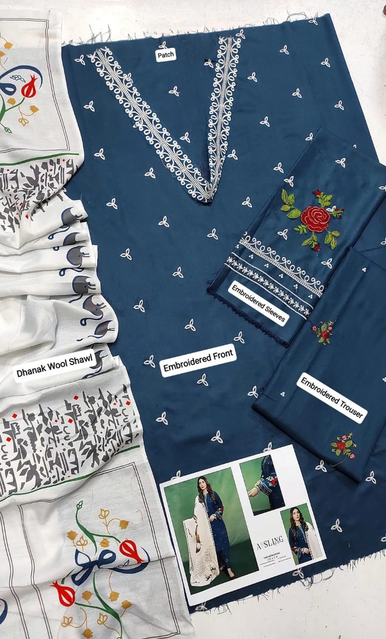 3 Pcs Woman Embroidered