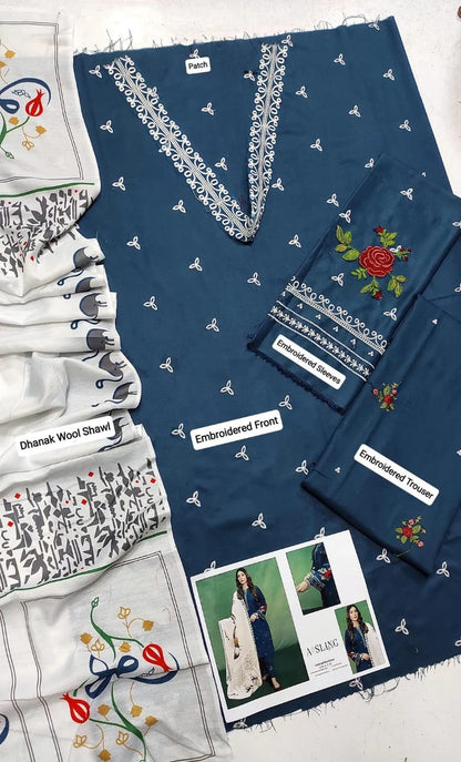 3 Pcs Woman Embroidered